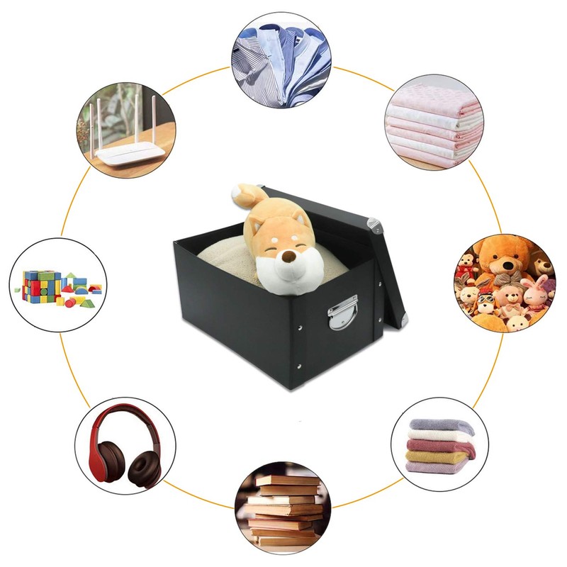 Guozi Collapsible File Storage Box, Home Decorative Cardboard Storage Bin