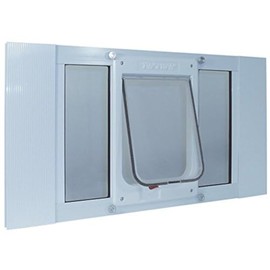 Ideal Pet Products Aluminum Sash Window Pet Door, Large, White, Cat Flap, 6.25" x 6.25" Flap Size, (27SWDCK)