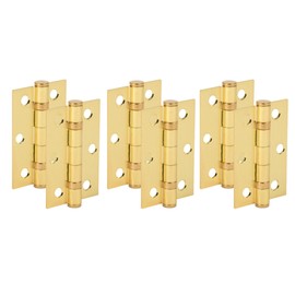 HANDLEZONE® Door Hinges 3 Pairs 76mm / 3 inch Ball Bearing, with Screws - Satin Brass