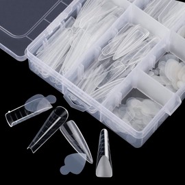 BNG 120 PCS Nail Dual Forms Transparent Acrylic Gel Nail Forms, 5 * 12 Dual Forms & 5 * 12 Stickers For Nails Art Extension, Full Coverage 12 Sizes, DIY Nail Mold Tips Salon Design Tool Kit