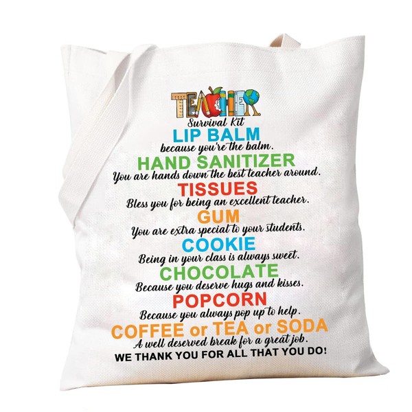 PXTIDY Teacher Survival Kit Tote Bag Teacher Appreciation Gifts Thanks