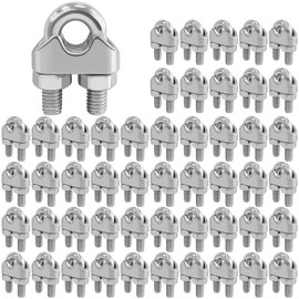 50PCS 1/4 Inch Stainless Steel Wire Rope Clamps Heavy Duty Cable Clips for Rigging, Construction, and Marine Applications