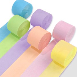 UNIIDECO Crepe Paper Streamers 6 Rolls Pastel Rainbow Streamers for Birthday Baby Shower Gender Reveal Wedding Graduation Party Monther's Day Easter Decorations DIY Crafts