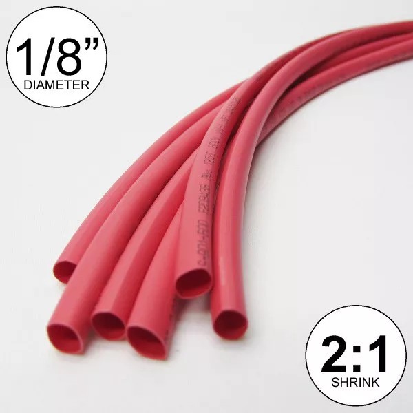 Salipt 1/8" ID Red Heat Shrink Tube 2:1 ratio wrap
