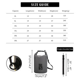 MORAINJAY 2024 New Dry Bag Waterproof Bag, 2L/5L/10L/15L/20L/30L Waterproof Pack Sack with Adjustable Shoulder Strap, Waterproof Backpack, Waterproof Duffel Bag for Swimming, gray, Modern