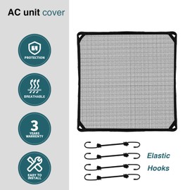 ECOOPTS 28"x28" Air Conditioner Cover AC Unit Top Mesh Cover for Outside Unit with Bungee Cords, Leaf Guard Mesh Air Conditioner Cover