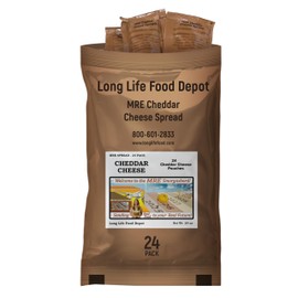 MRE Cheddar Cheese Spread (24-Pack) – Long Shelf Life – 2024+ Production Dates by Long Life Food Depot – Meals Ready to Eat