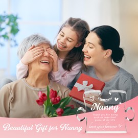 Gifts for Nanny, Nanny Gifts from Granddaughter Grandson, Birthday Mothers Day Thanksgiving Christmas Gifts for Nanny, Best Nanny Gifts Ideas, 4.9 x 3.7 inch Engraved Acrylic Block