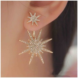 Yheakne Starburst Jacket Earrings Gold Rhinestone Sun Earrings Front Back Stud Earrings Boho Celestial Earrings Jewellery for Women and Girls Gifts (Gold), Crystal