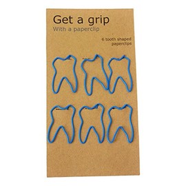 Pack of 6 Tooth Shaped Paper Clips 4 x 2.5 cm Ideal for Dentist and Dentistry Students