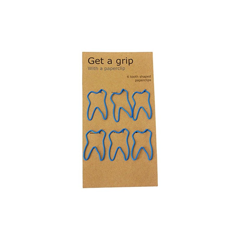 Pack of 6 Tooth Shaped Paper Clips 4 x 2.5