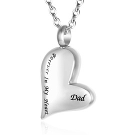 Forever in My Heart Cremation Jewelry for Human Ashes Dad/Mom/Grandpa/Grandma Keepsake Urn Necklace 316L Stainless Steel Memorial Ash Jewellery (Dad)