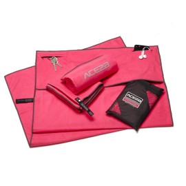 ace2b Fitness Sport Handtuch Mikrofaser – schnelltrocknend, platzsparend, leicht / 2 Taschen mit Überzug für Gerätetraining, Fitnessstudio, Gym / 120x55cm XL groß (pink)