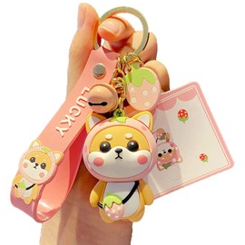 Shining crown Keychain for Women, Cute Keychain, Cartoon Shiba Inu Pendant Keychain, Bag Pendant, Light Pink