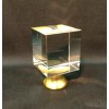 LITE ACCENTS Lamp Finial-Optic Crystal CUBE With Satin Brass Base
