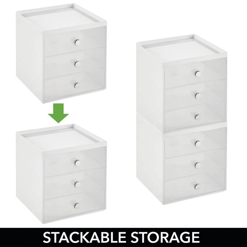 mDesign Makeup Organiser - Makeup Storage with 3 Drawers for