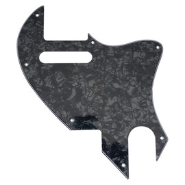 Musiclily Pro 7 Holes Guitar Pickguard for Fender F-Hole Hybrid Tele Style Electric Guitar, 4Ply Black Pearl