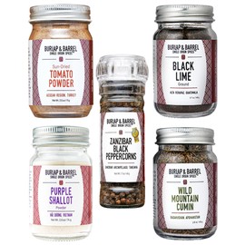 Burlap & Barrel BBQ Rub & Seasoning Gift Set – 5 Jars of Single-Origin Spices Including Zanzibar Black Peppercorns – Meat & Grill Seasoning - As seen on Shark Tank