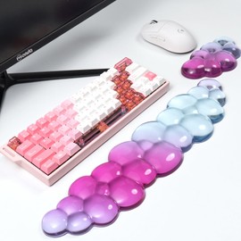 Ergonomic Cloud Silicone Gel Keyboard and Mouse Wrist Rest Set – Clear Wrist Rest for Keyboard 60%/68%/75%, Comfort & Support for Typing and Gaming (Pink Blue)