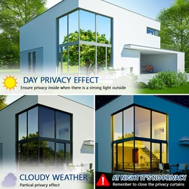 Bloss One Way Privacy Window Film Privacy Film for Glass Windows One Way Mirror Window Film for House Window Tint Heat Blocking Anti UV Reflective Windows Films for Home/Office,35.4" x 118"Silver