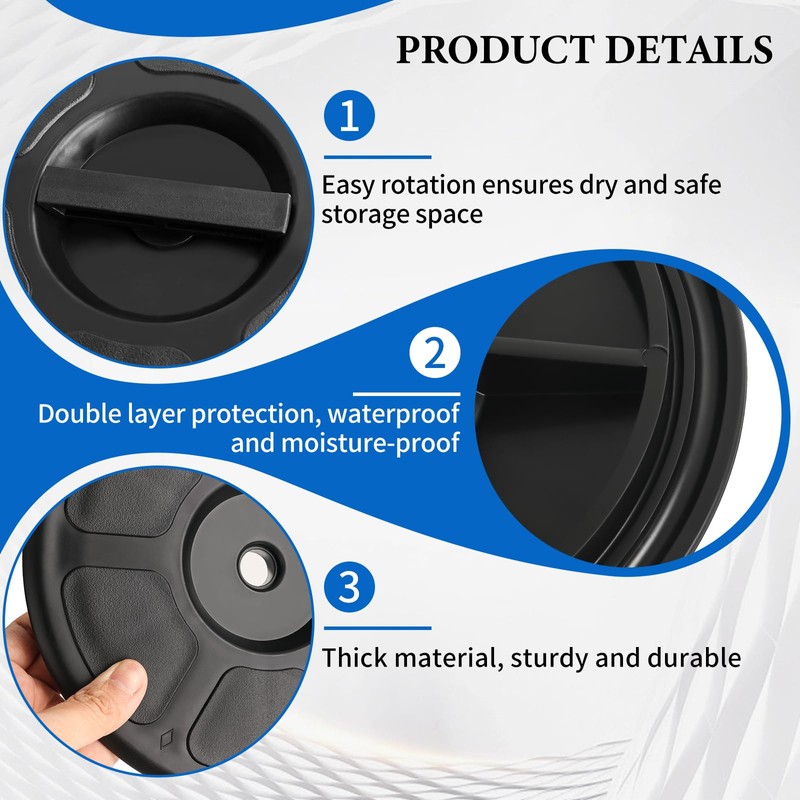 8" Waterproof Boat Deck Hatch, T-Handle, Watertight Seal, Tool-Free,Black
