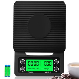 YONCON Coffee Scale with Timer - 0.1g Accurate, 3kg Drip Espresso Scale for Pour Over Coffee, Portable Digital Kitchen Food Scale with, LCD Displa, Non-Slip Mat (Including Batteries) - Black