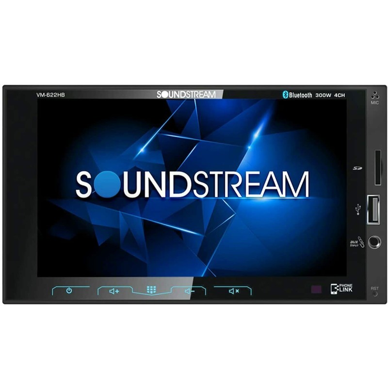 Soundstream VM-622HB VM-622HB 6.2-Inch Double-DIN Mechless Head Unit with Bluetooth