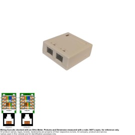 Cables To Go C2G CTG Network Wiring Surface Mount Box Biscuit Jack RJ45 8P8C 8 Pin C5e 2 Port 03836