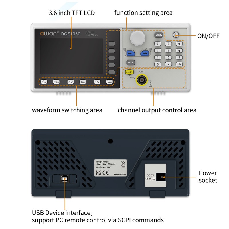 OWON DGE1030 30MHz 125MSa/s Arbitrary Waveform Generator Single Channel 1CH