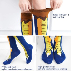 ATROPOS 3 Pair Animal Paw Socks-Unisex 3D Printed Socks Novelty Animal Paws Socks for Men Women Kids (Adult, Chicken Feet)