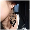Cimenexe Boho Crystal Dangle Earrings Teardrop Rhinestone Drop Earrings Black