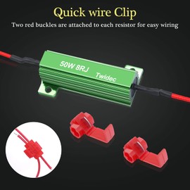 Twidec/4Pcs 50W 8Ohm LED Load Resistors For Fix LED Hyper Flash Turn Signal Light Bulb Fast Blink Error Code Warning Cancellor RX24-50W8-4X