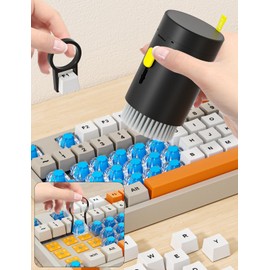 Tounee Keyboard Cleaner Kit, Electronics Cleaning Kit with Retractable Big Brush, Portable, 20 in 1 Multi-Tool Kit for Phones, Tablet, Computer, PC Monitor,TV Camera Lens with 2.5ml Mist Spray (Black)