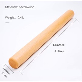HONGLIDA Wood Rolling Pin Dough Roller, Wooden Rolling Pin for Baking Pasta Fondant 13 Inches - Straight