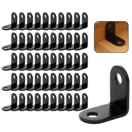 50 PCS Black Corner Brace, 1x1 Inch Heavy Duty L Shaped Bracket, Cast Iron Corner Bracket, 90 Degree Small Angle Bracket, Metal L Bracket for Wood Shelves Table Furniture Cabinet