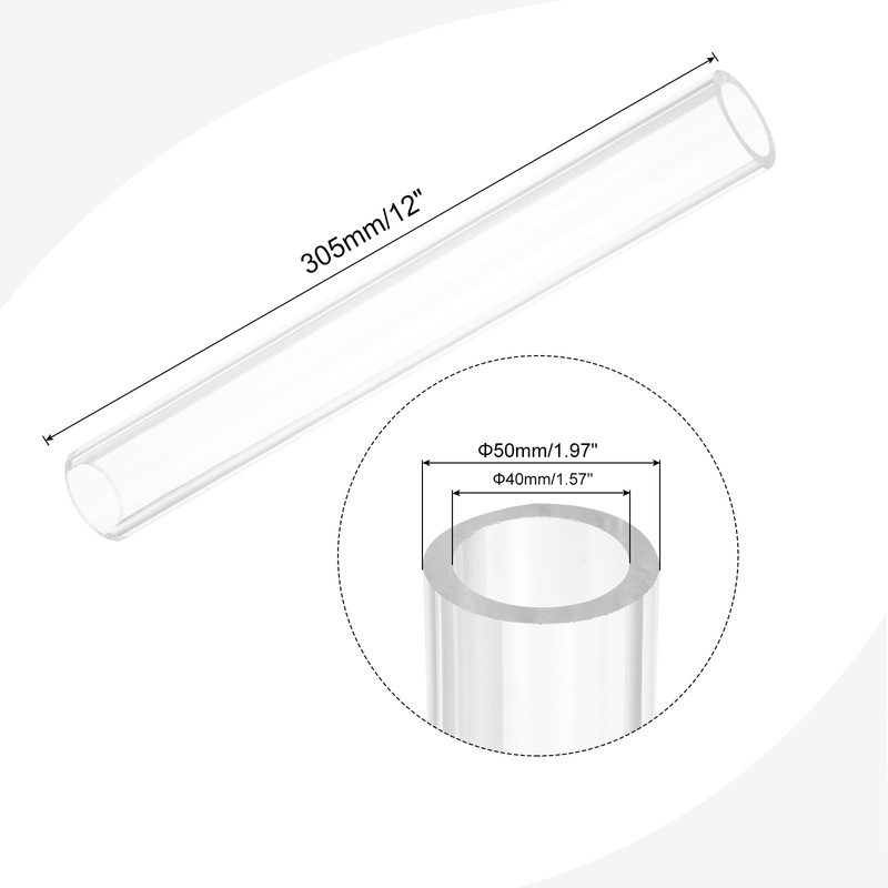 QUARKZMAN PVC Transparent Tube Clear 40mm ID 50mm OD 305mm