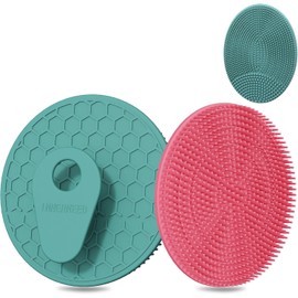 INNERNEED Estropajo corporal de silicona de grado alimenticio, cepillo exfoliante suave para hombres y mujeres, limpieza profunda para todo tipo de pieles, espuma higiénica y buena (verde oscuro +