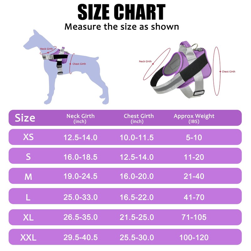 Bolux Dog Harness, No-Pull Reflective Dog Vest, Breathable Adjustable Pet