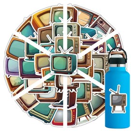 50PCS Television Stickers,Retro TV set Teens Boys and Girls Sticker Pack Vinyl Skateboard Guitar Door Laptop Luggage Car Bike Water Bottle Birthday Party Supplies Decals