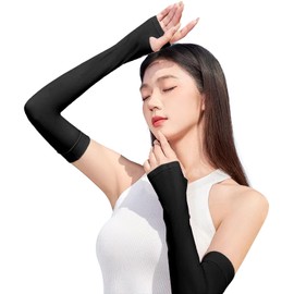 Winglos Women's Cooling Arm Cover, UPF 50+, UV Protection, Summer, UV Protection, Arm Sleeve, Sweat Absorbent, Quick Drying, Anti-Slip, Solid, Comfortable to the Touch, Finger Type, Sports, Driving,