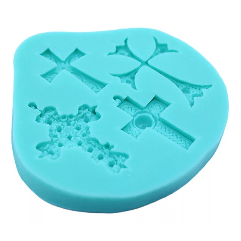 Vencort Juego 4 Moldes Fondant Silicón Cruces Repostería 16 Cruces