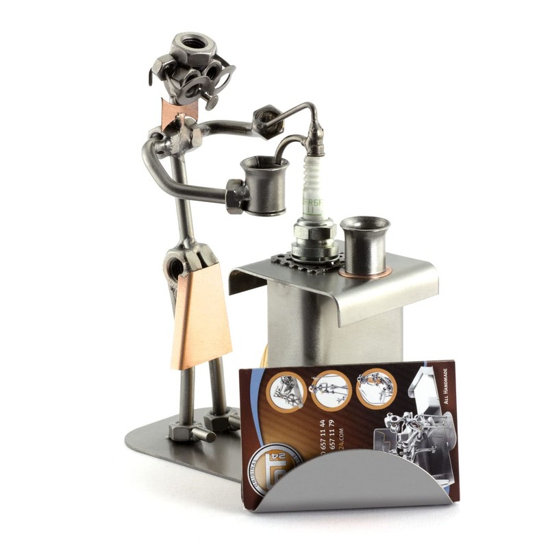 Steelman24 I Nuts and bolts sculpture Bartender With Business Card