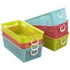 Cadineer Small Plastic Rectangular Desktop Storage Basket, Pack of 6