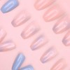 24Pcs Medium Coffin Press on Nails Light Blue False Nails