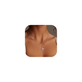 Dochais Cross Necklace Women's Gold Small Necklace Cross Women's 14K Gold Plated Chain Cross, Cross Chain with Zirconia, Necklace Choker Cross, Chain with Cross Pendant Gold Silver Rose Gold for