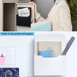 Magnetic File Holder, 2 pieces Magnetic paper Holder Document Holder, File Cabinets and Fridge, Office Supplies Storage A4 Papers Letter Holder, Magnet, Organiser, for Whiteboards, Fridge, Black