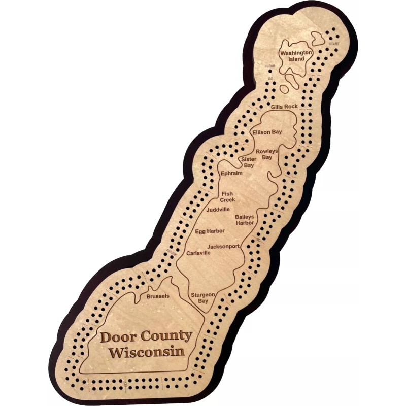 Door County, Wisconsin Map Cribbage Board