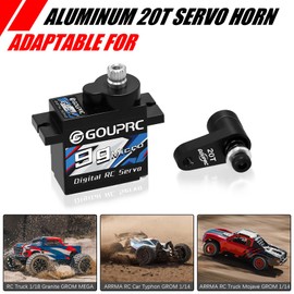 GOUPRC 9G Micro Digital Servo of Metal Gears for ARRMA Granite GROM 1/18 Typhon GROM 1/14 Mini Mojave GROM 1/14 RC Car Buggy Truck, Upgrade Servo Parts with 20T Servo Horn Black