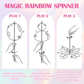 Yooyan Pack of 3 Rainbow Twirler, Magic Rainbow Spinner, Rainbow Spinner, Rainbow Twirler for Parties, Festivals and Children, Adults, Cool Dance Props