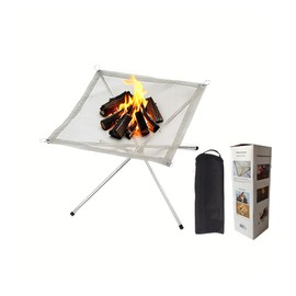 Portable Fire Pit, 22-inch Outdoor Camping Fireplace, Collapsible Stainless Steel Mesh, with Storage Bag
